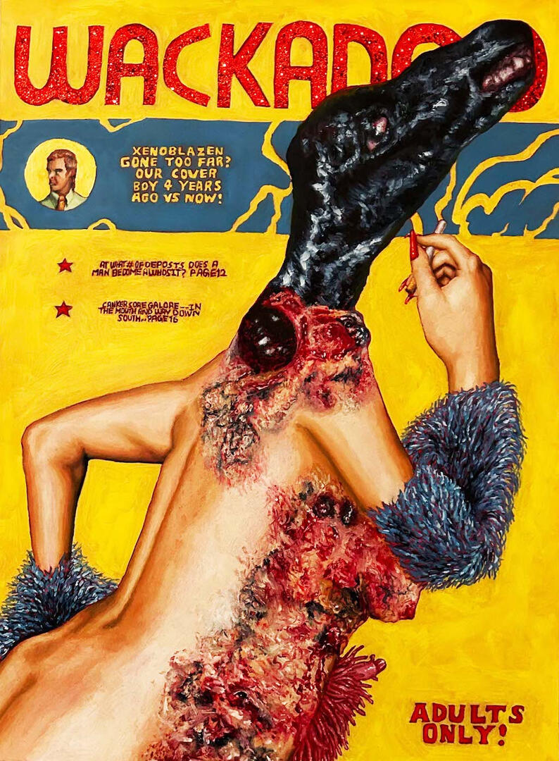 "Wackadoo" oil on Bristol board, 19'' x 23'', 2023