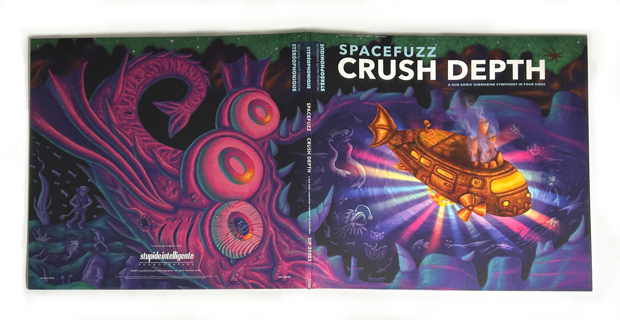 Illustration for the album "Crush Depth" by Spacefuzz (Typography by Charles Morogiello)