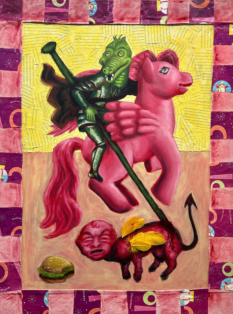 "geORge" oil and collage on canvas, 30'' x 40'', 2024