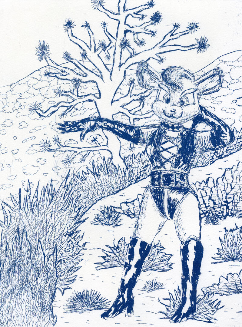 "Hilda" cyanotype on Rives BFK, 9'' x 12'', 2024