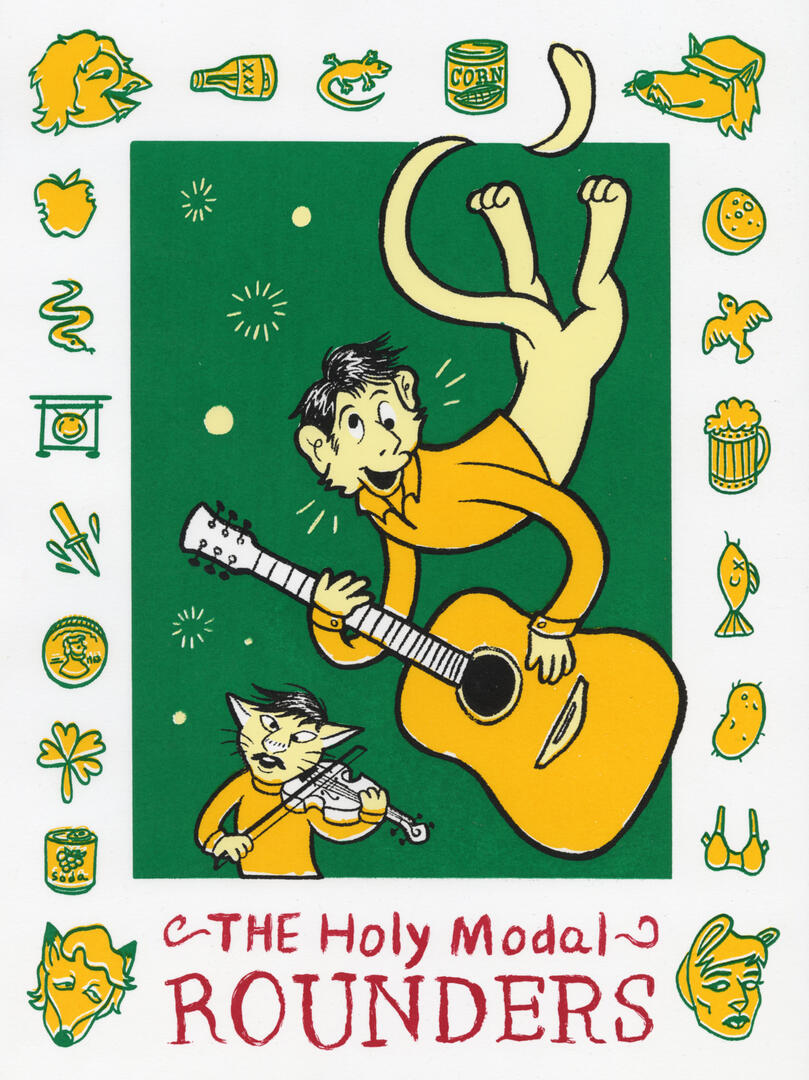 "Holy Modal Rounders Poster" screenprint on AC Special, 9'' x 12'', 2024