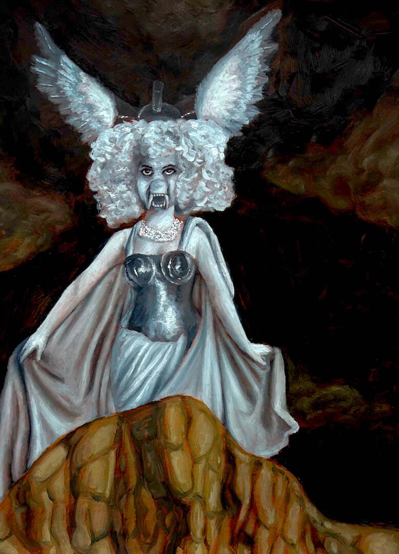 "Valkyrie" oil on Bristol board, 19'' x 24'', 2023