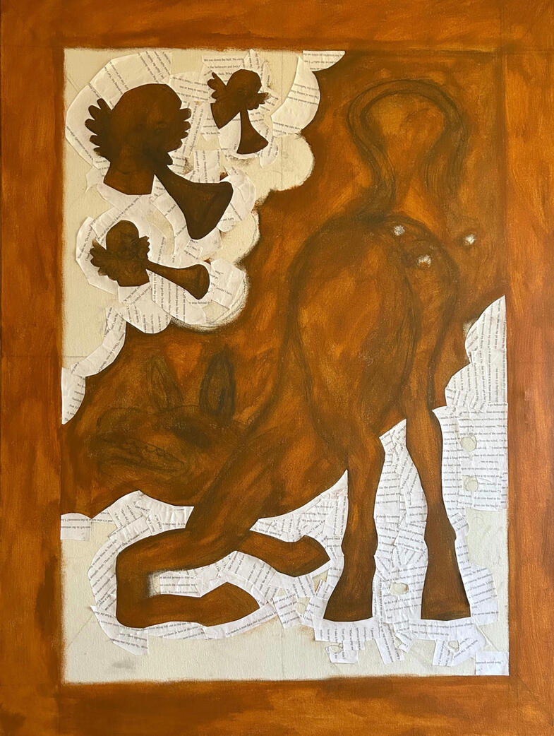 Acrylic underpainting and collage